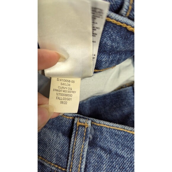 Old Navy Women Jeans 20x27 High Rise Curvy OG Straight Distress Raw Hems - Picture 8 of 13